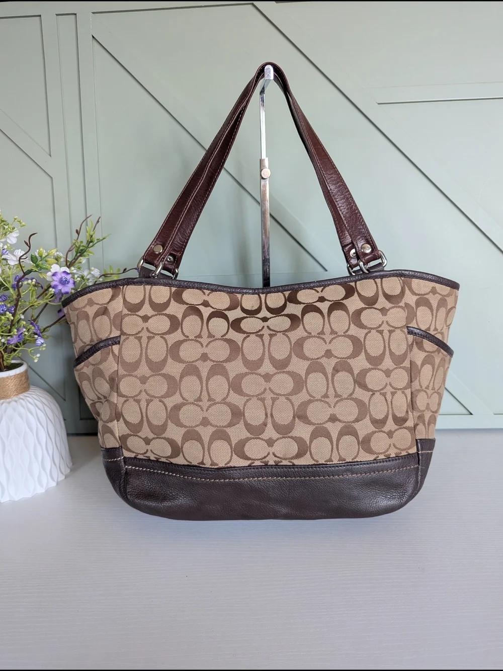 Vintage Coach Soho Pleated Signature Tote Bag